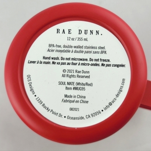 Rae Dunn SOUL MATE Large Letters Red  Double Wall Stainless Steel Coffee Tea Mug - Picture 5 of 8
